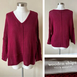 Wooden Ships Paola Buendia V-neck Sweater in Red 26024